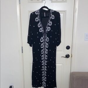 Free People Black and White Resort V-Neck Dress